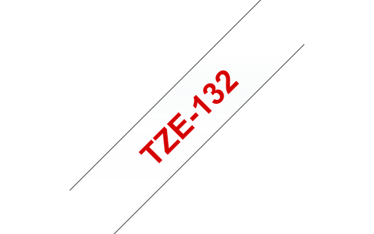 Oryginalna  taśma TZe-132 firmy Brother. Czerwony nadruk na przezroczystym tle – 12mm szerokości