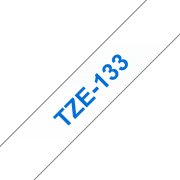 Oryginalna taśma TZe-133 firmy Brother – niebieski nadruk na przezroczystym tle, 12 mm szerokości