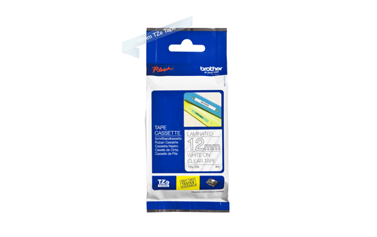Genuine Brother TZe-135 Labelling Tape Cassette – White On Clear, 12mm wide 3
