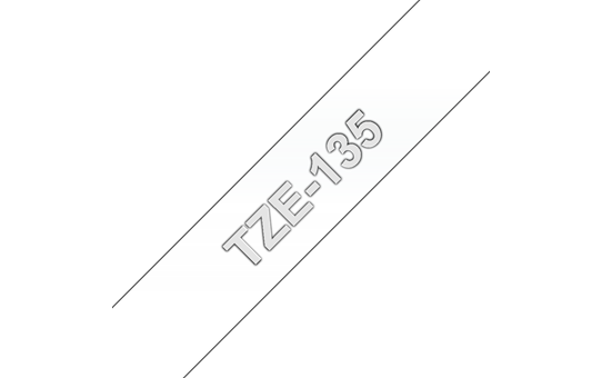 Original Brother TZe135 tape – hvid på klar, 12 mm bred