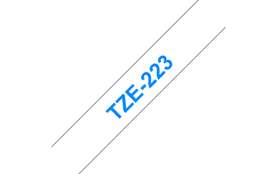 Oryginalna taśma TZe-223 firmy Brother – niebieski nadruk na białym tle, 9mm szerokości