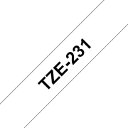 Brother TZe-231 -  черен текст на бяла ламинирана лента,  12mm ширина