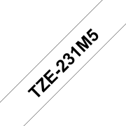 TZe231M5 sisältää viisi mustavalkoista tarranauhaa