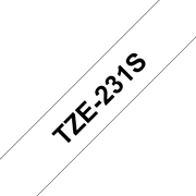 Oryginalna taśma do etykietowania Brother TZe-231S – czarny nadruk na białym tle, szerokość 12mm