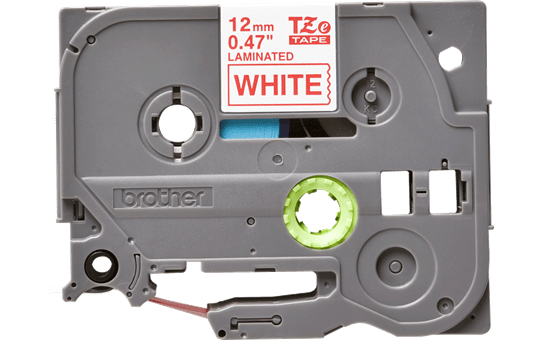 Eredeti Brother TZe232 laminált szalag – Fehér alapon piros, 12mm széles 2