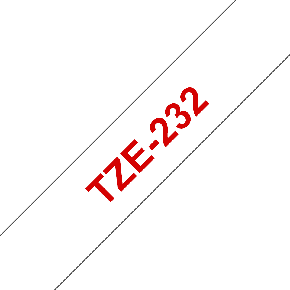Eredeti Brother TZe232 laminált szalag – Fehér alapon piros, 12mm széles