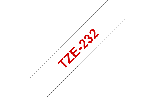 Oryginalna taśma TZe-232 firmy Brother – czerwony nadruk na białym tle, 12 mm