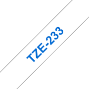 Brother TZe-233 - син текст на бяла ламинирана лента,  12mm ширина