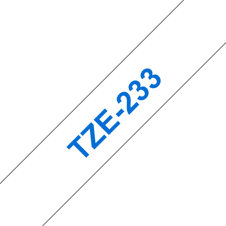 Cassette à ruban pour étiqueteuse TZe-233 Brother originale – Bleu sur blanc, 12 mm de large