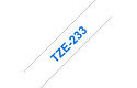 Casetă cu bandă de etichete originală Brother TZe-233 – albastru pe alb, 12 mm lățime