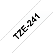 Oryginalna taśma TZe-241 firmy Brother – czarny nadruk na białym tle, 18mm szerokości