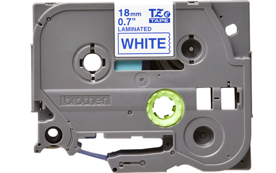 Eredeti Brother TZe-243 laminált szalag – Fehér alapon kék, 18mm széles 2