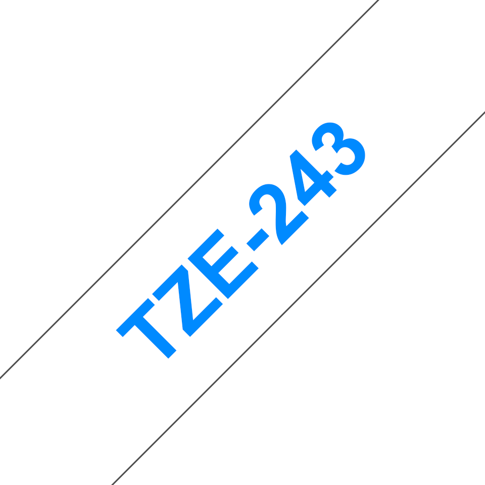 Genuine Brother TZe-243 Labelling Tape Cassette – Blue on White, 18mm wide