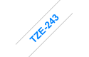 Original Brother TZe243 merketape – blå på hvit, 18 mm bred