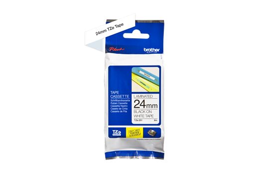 Genuine Brother TZe-251 Labelling Tape Cassette – Black on White, 24mm wide 3