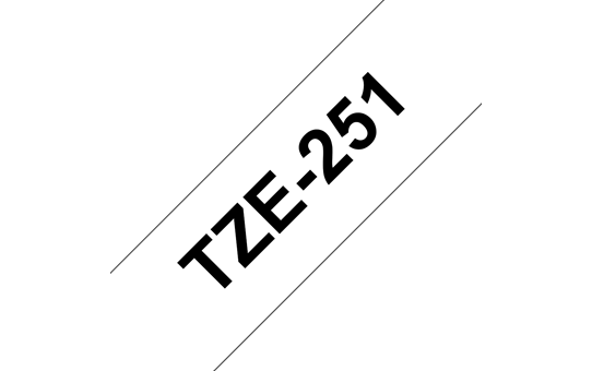 Oryginalna taśma TZe-251 firmy Brother – czarny nadruk na białym tle, 24mm szerokości