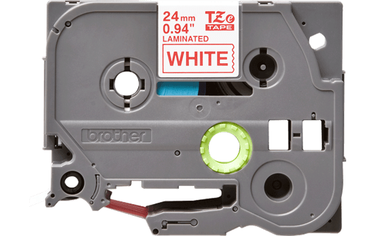 Oriģinālā Brother TZe252 sarkanas drukas balta uzlīmju lentes kasete, 24mm plata 2