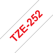 Oryginalna taśma TZe-252 firmy Brother – czerwony nadruk na białym tle, 24mm szerokości