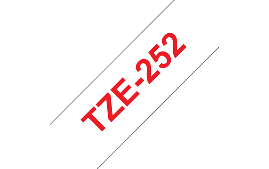 Original Brother TZe252 merketape – rød på hvit, 24 mm bred