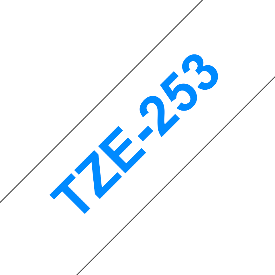 Originální kazeta s páskou Brother TZe-253 - modrý tisk na bílé, šířka 24 mm