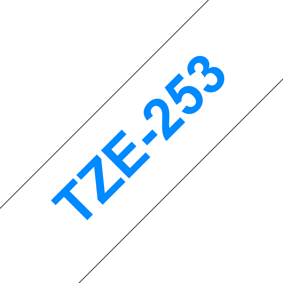Brother P-touch TZe253 blå på hvit 24 mm bred merketape