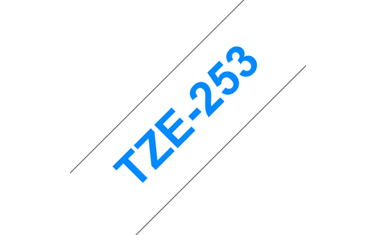 Original Brother TZe253 merketape – blå på hvit, 24 mm bred