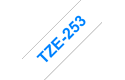 Casetă cu bandă de etichete originale Brother TZe-253 – albastru pe alb, lățime de 24 mm