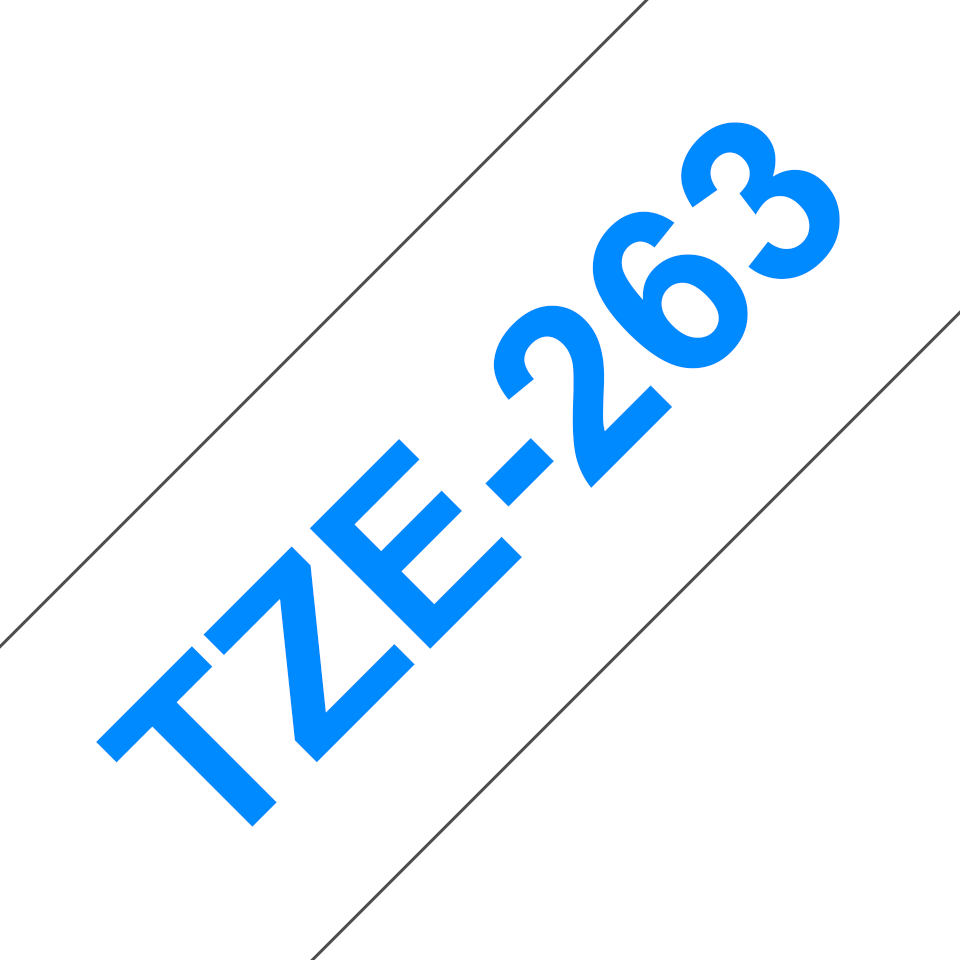 Genuine Brother TZe-263 Labelling Tape Cassette – Blue on White, 36mm wide