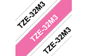 Cassetta nastro per etichettatura originale Brother TZe-32M3 – Nero su bianco, bianco su rosa bacca fluorescente opaco, 12 mm di larghezza 3