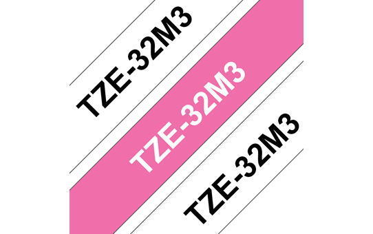 Cassetta nastro per etichettatura originale Brother TZe-32M3 – Nero su bianco, bianco su rosa bacca fluorescente opaco, 12 mm di larghezza 3