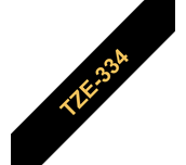 TZe-334 - Cassette à ruban pour étiqueteuse Brother originale – Doré sur noir, 12 mm de large