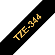 Oryginalna taśma TZe-344 firmy Brother – złoty nadruk na czarnym tle, 18 mm szerokości