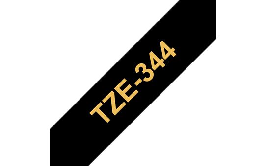 Originele Brother TZe-344 label tapecassette – goud op zwart, breedte 18 mm