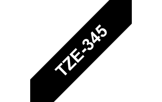 Genuine Brother TZe-345 Labelling Tape Cassette – White On Black, 18mm wide