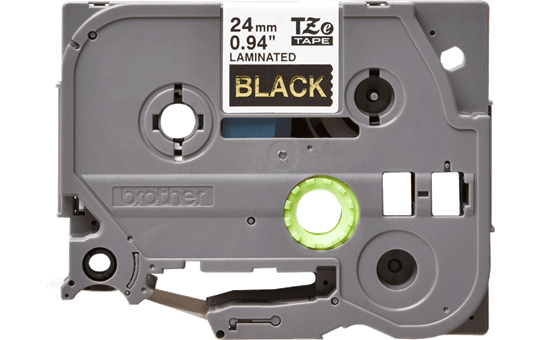 Oriģinālā Brother TZe354 zelta drukas melna uzlīmju lentes kasete, 24mm plata