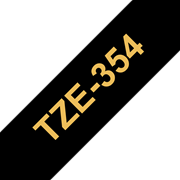 Oryginalna taśma TZe-354 firmy Brother – złoty nadruk na czarnym tle, 24 mm szerokości