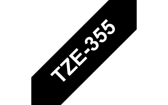 Originele Brother TZe-355 label tapecassette – wit op zwart, breedte 24 mm