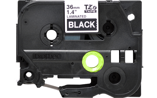 Brother TZe365: оригинальная кассета с лентой для печати наклеек белым на черном фоне, ширина: 36 мм.