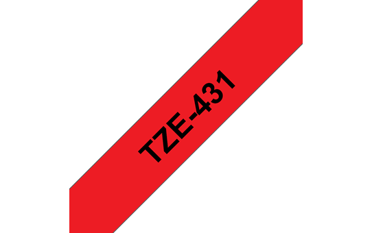 Eredeti Brother TZe-431 laminált szalag – piros alapon fekete, 12mm széles