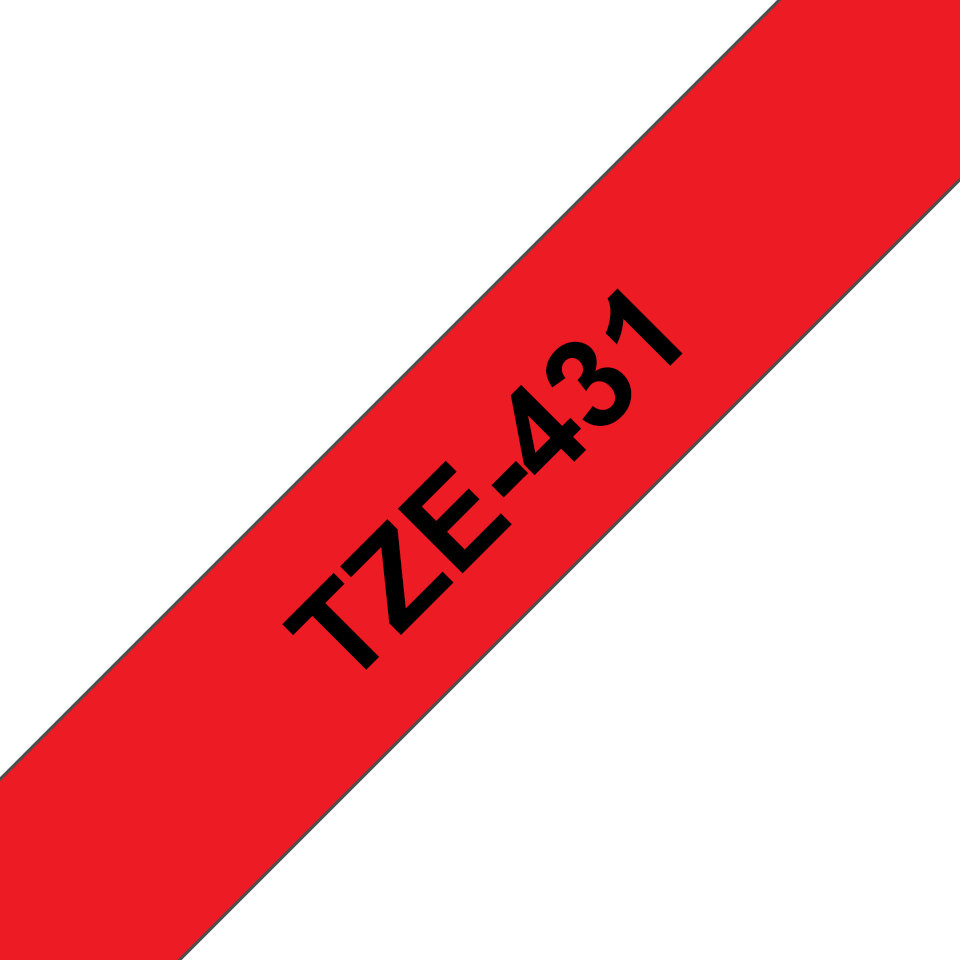 Eredeti Brother TZe-431 laminált szalag – piros alapon fekete, 12mm széles