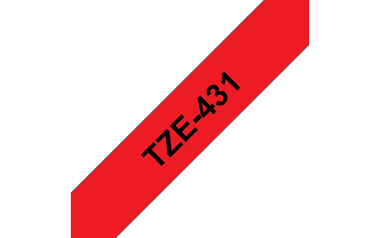 Original Brother TZe431 merketape – sort på rød, 12 mm bred
