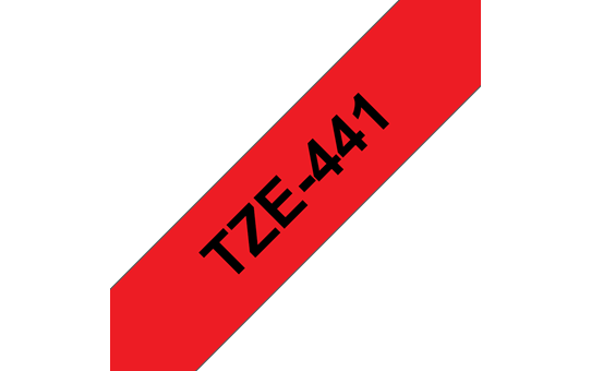 Eredeti Brother TZe-441 laminált szalag – Piros alapon fekete, 18mm széles