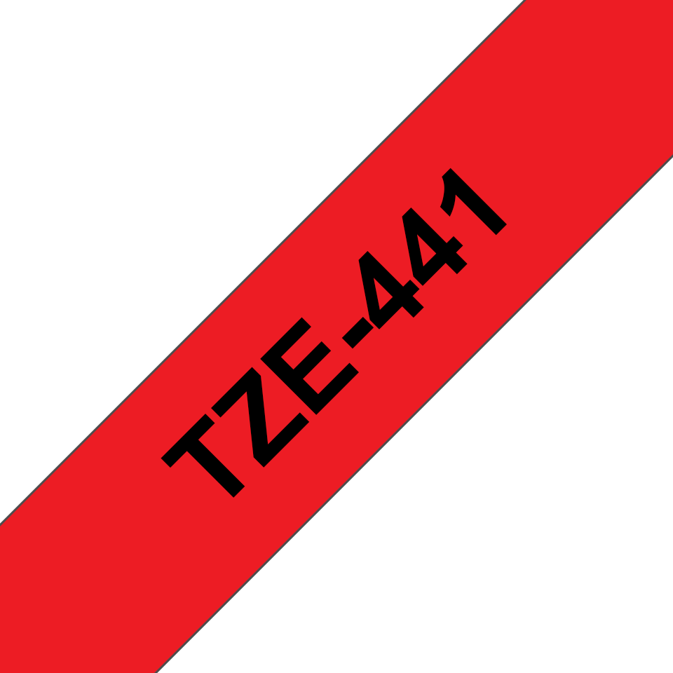 Brother TZe441: оригинальная кассета с лентой для печати наклеек черным на красном фоне, ширина 18 мм.