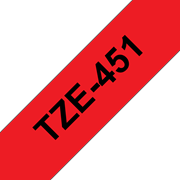 Oryginalna taśma TZe-451 firmy Brother – czarny nadruk na czerwonym tle, 24mm szerokości