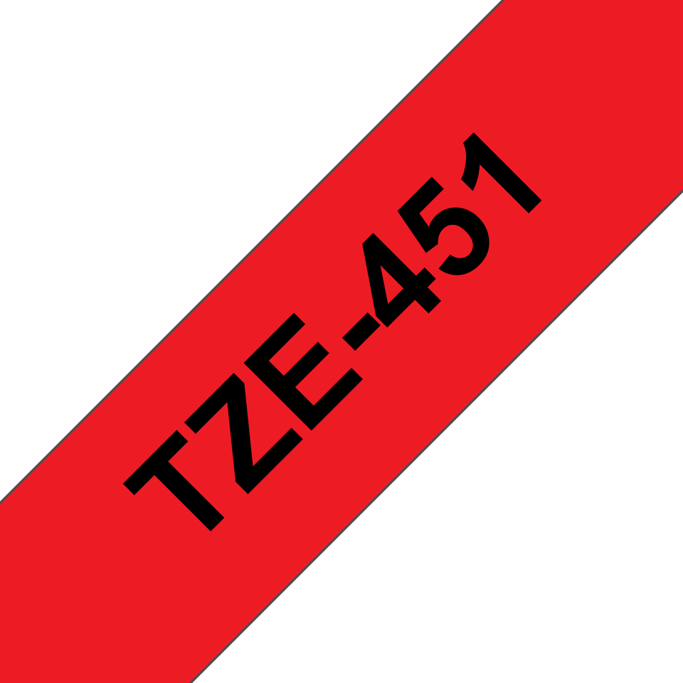 Brother P-touch TZe451 sort på rød 24 mm bred merketape