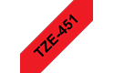 Brother TZe-451 - черен текст на червена ламинирана лента, 24mm ширина