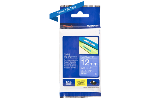 Genuine Brother TZe-535 Labelling Tape Cassette – White On Blue, 12mm wide 3