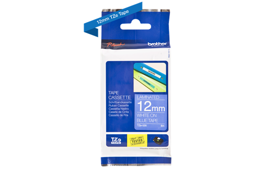 Cassette à ruban pour étiqueteuse TZe-535 Brother originale – Blanc sur bleu, 12 mm de large 3