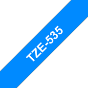 Oryginalna taśma TZe-535 firmy Brother – biały nadruk na niebieskim tle, 12 mm szerokości