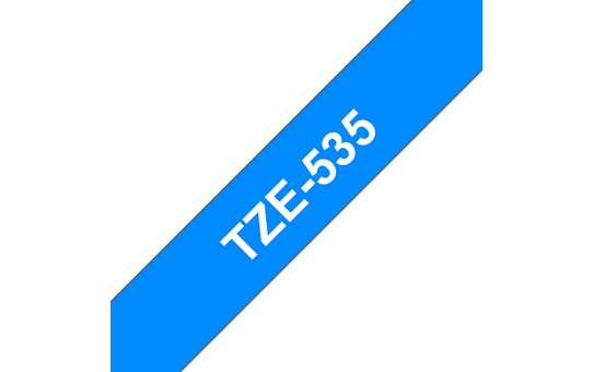 Oryginalna taśma TZe-535 firmy Brother – biały nadruk na niebieskim tle, 12mm szerokości